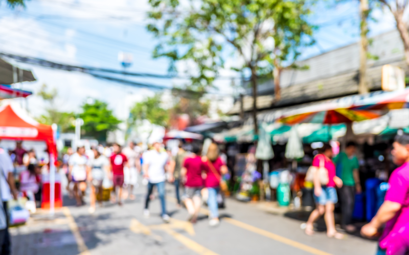 Crowd at a busy local street festival